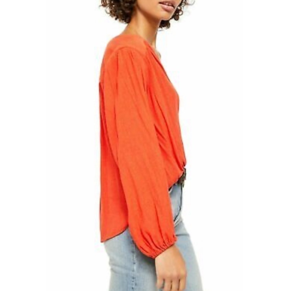 Free People Check On It Faux Wrap Blouse. - Picture 2 of 11